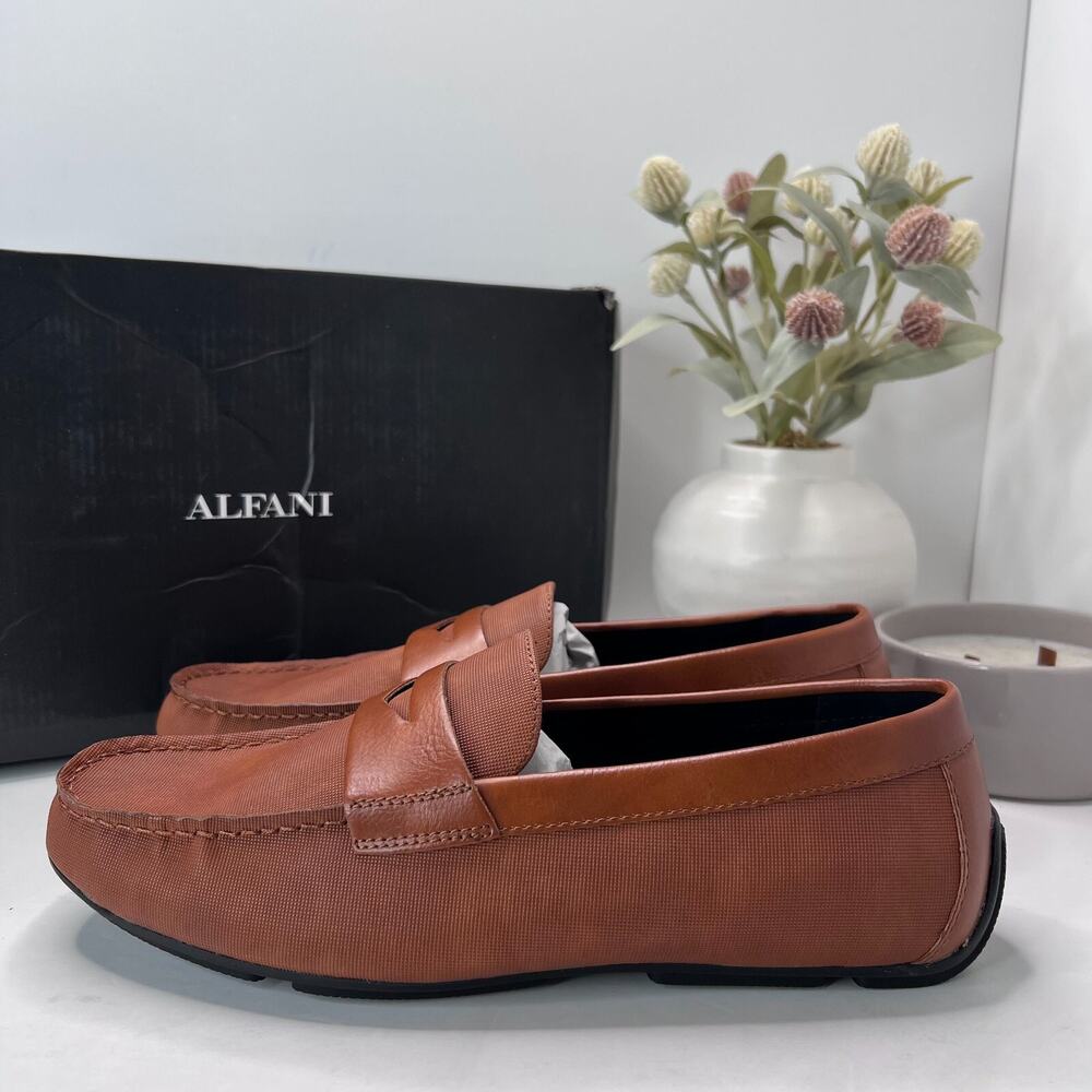 Alfani Iker Penny Driving Loafers Tan Slip On Shoes 100120994 Men's US 9.5 M NWB